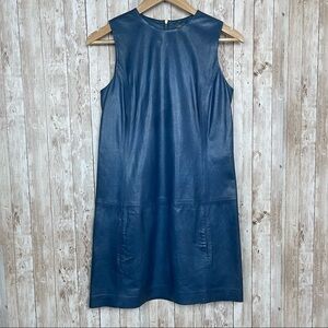 Vince Sleeveless Lambskin Sleeveless Zip Back Leather Dress Size 2 Women